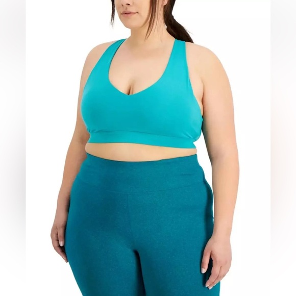 Id Ideology Womens Plus Size Sports Bra | Tropical Surf/Teal | NEW/NWT!!💙💚 - Picture 1 of 7